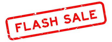 Grunge kırmızı flash Satılık word Meydanı lastik mühür damgası beyaz arka plan üzerinde