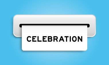 Mavi arka plandaki makineden kelime kutlaması ile birlikte beyaz kupon pankartı