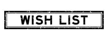 Grunge siyah dilek listesi beyaz arka planda kare kauçuk mühür damgası