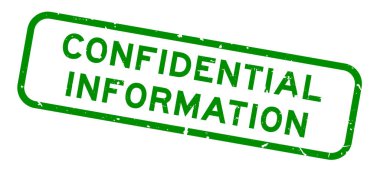 Grunge yeşil gizli bilgi sözcüğü beyaz arkaplanda kauçuk mühür