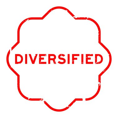 Grunge red diversified word rubber seal stamp on white background