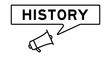 Beyaz arkaplanda sözcük geçmişinde konuşma baloncuğu olan megafon simgesi