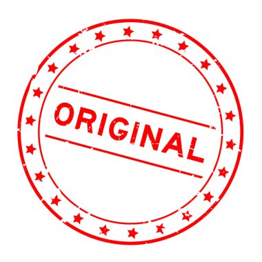 Grunge kırmızı kelime yuvarlak lastik mühür beyaz arka planda