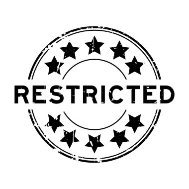 Beyaz arkaplanda yıldız simgesi yuvarlak lastik mühür damgalı Grunge siyah kısıtlı kelime