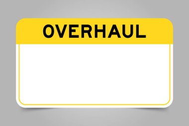 Kelime düzeltmesi ile sarı başlıklı etiket pankartı ve gri arkaplanda beyaz kopya alanı