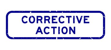 Grunge mavi düzeltme kelime kare lastik mühür beyaz arkaplan