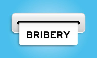 Mavi arka plandaki makineden kelime rüşveti içeren beyaz kupon pankartı