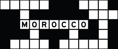 Bulmaca arka planında kelime olarak Fas alfabesi harfi