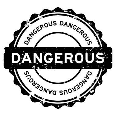 Grunge siyah tehlikeli kelime beyaz arka planda lastik mühür damgası