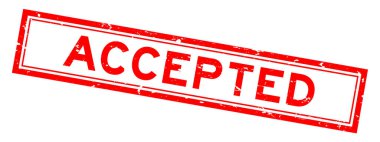 Grunge kırmızısı beyaz arka planda kabul edilmiş sözlük kare lastik mühür damgası