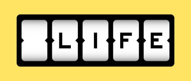 Sarı arkaplanlı slot pankartımızdaki kelime yaşamında siyah renk