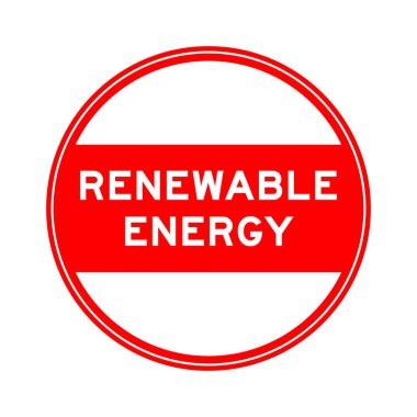 Beyaz arkaplanda kırmızı renkli mühür etiketi ile yenilenebilir enerji