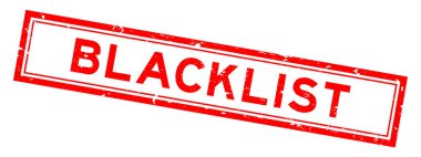 Grunge kırmızı kara liste kelime kare kauçuk mühür beyaz arka planda