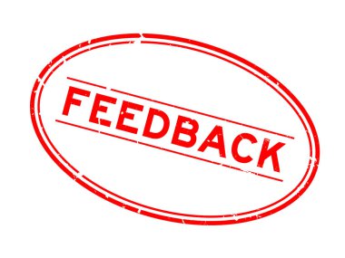 Grunge kırmızı geribildirim kelime oval lastik mühür damgası beyaz arka plan üzerinde