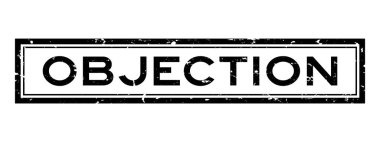 Grunge siyah itiraz kelime kare kauçuk mühür beyaz arka planda