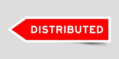 Gri arkaplanda sözcük distibüslü kırmızı ok şekli etiketi