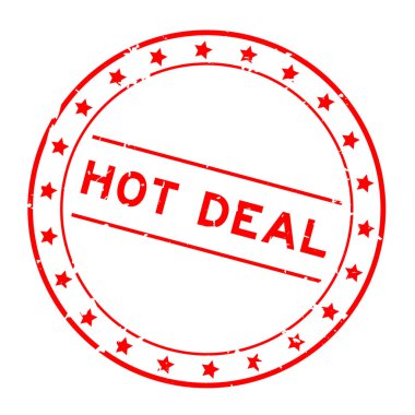 Grunge kırmızı kelime yuvarlak lastik mühür beyaz arka planda