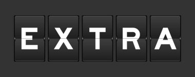 Siyah renk analog ters çevirme tahtası ve gri arkaplanda fazladan sözcük.