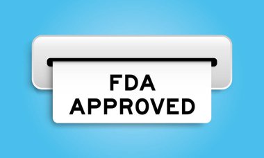 FDA sözcüğü içeren beyaz kupon pankartı mavi arkaplanda makine tarafından onaylandı