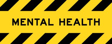 Sarı ve siyah renkli çizgili etiket afişi ve kelime sağlığı