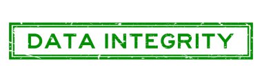 Grunge green data integrity word square rubber seal stamp on white background clipart