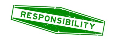 Grunge yeşil kelime altıgen lastik mühür beyaz arka planda