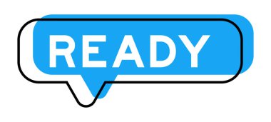 Konuşma pankartı ve mavi tonda beyaz arkaplanda hazır.