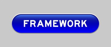 Gri arkaplanda kelime çerçevesi olan mavi renkli kapsül biçimi düğmesi