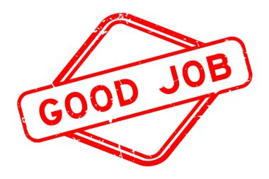 Grunge kırmızı iyi iş kelime beyaz arka planda lastik mühür