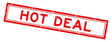 Grunge kırmızı kelime kare kauçuk mühür beyaz arka planda