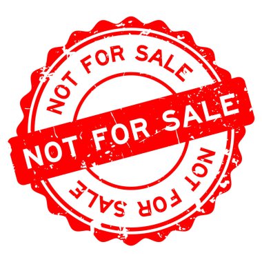 Grunge kırmızısı satılık değil. Beyaz arka planda lastik mühür damgası.