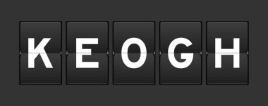 Gri arkaplanda kelime keogh ile siyah renk analog çevirme tahtası