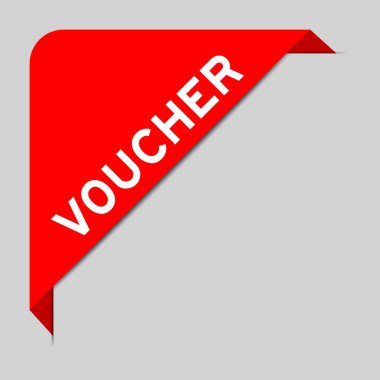 Gri arkaplanda kelime makbuzu ile köşe etiketi afişinin kırmızı rengi