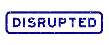 Grunge mavisi beyaz arka planda lastik mühür sözcüğünü bozmuş.