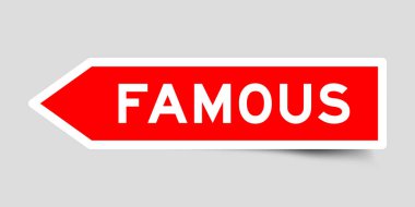 Gri arkaplanda ünlü sözcüğüyle kırmızı ok şekli etiketi