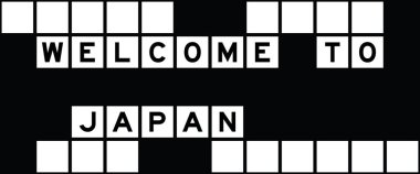 Alphabet letter in word welcome to japan on crossword puzzle background clipart