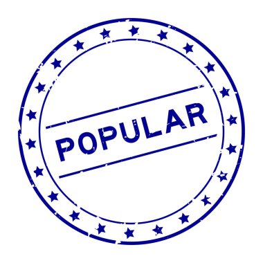 Beyaz arka plan üzerinde Grunge mavi popüler kelime yuvarlak kauçuk mühür damga