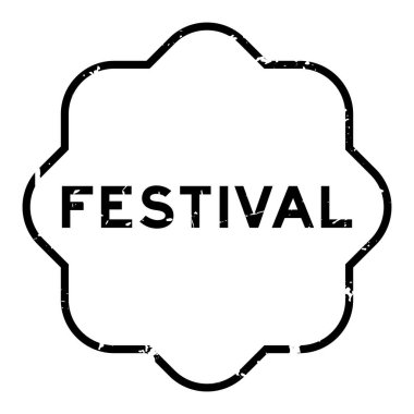 Grunge siyah festivali kelime beyaz arka planda lastik mühür