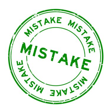 Beyaz arka plan üzerinde Grunge yeşil hata kelime yuvarlak kauçuk mühür damgası