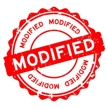 Grunge kırmızı kelime yuvarlak lastik mühür beyaz arka planda