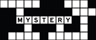 Alphabet letter in word mystery on crossword puzzle background clipart