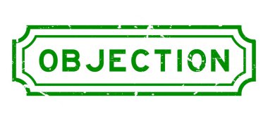 Grunge yeşil itiraz sözcüğü beyaz arka planda lastik mühür