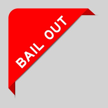 Gri arkaplandaki sözcük paraşütü ile köşe etiketinin kırmızı rengi