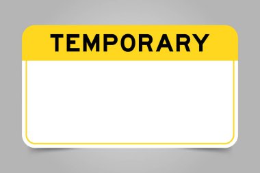 Kelime geçici ve beyaz kopya alanı ile gri arkaplan üzerinde sarı başlıklı etiket pankartı