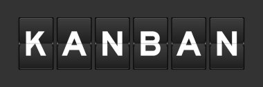 Gri arkaplanda kanban sözcüğüyle siyah renk analog çevirme tahtası