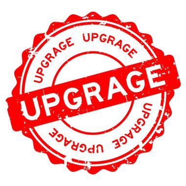 Grunge kırmızı yükseltme kelime yuvarlak lastik mühür damgası beyaz arka plan üzerinde