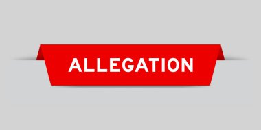 Red color inserted label with word allegation on gray background clipart