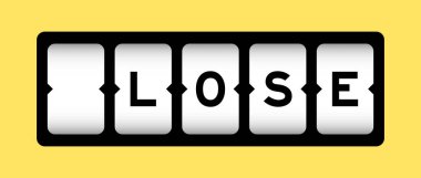 Kelime olarak siyah renk sarı arkaplan ile slot flamasında kaybet