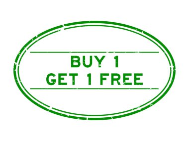 Grunge Green al 1 bedava kelime oval lastik mühür beyaz arka planda