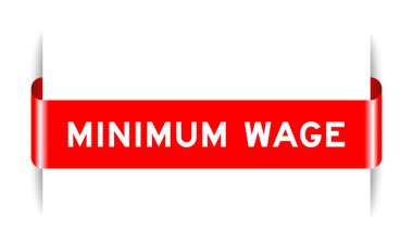 Beyaz arkaplanda asgari ücretle işaretlenmiş kırmızı renk etiketi